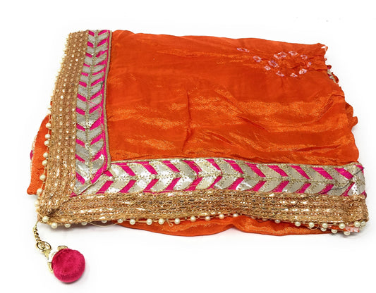 Bandhani Gota Patti Dupatta in Orange