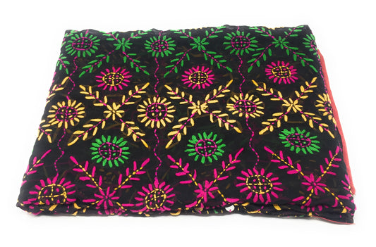 Phulkari Dupatta in Black n Red