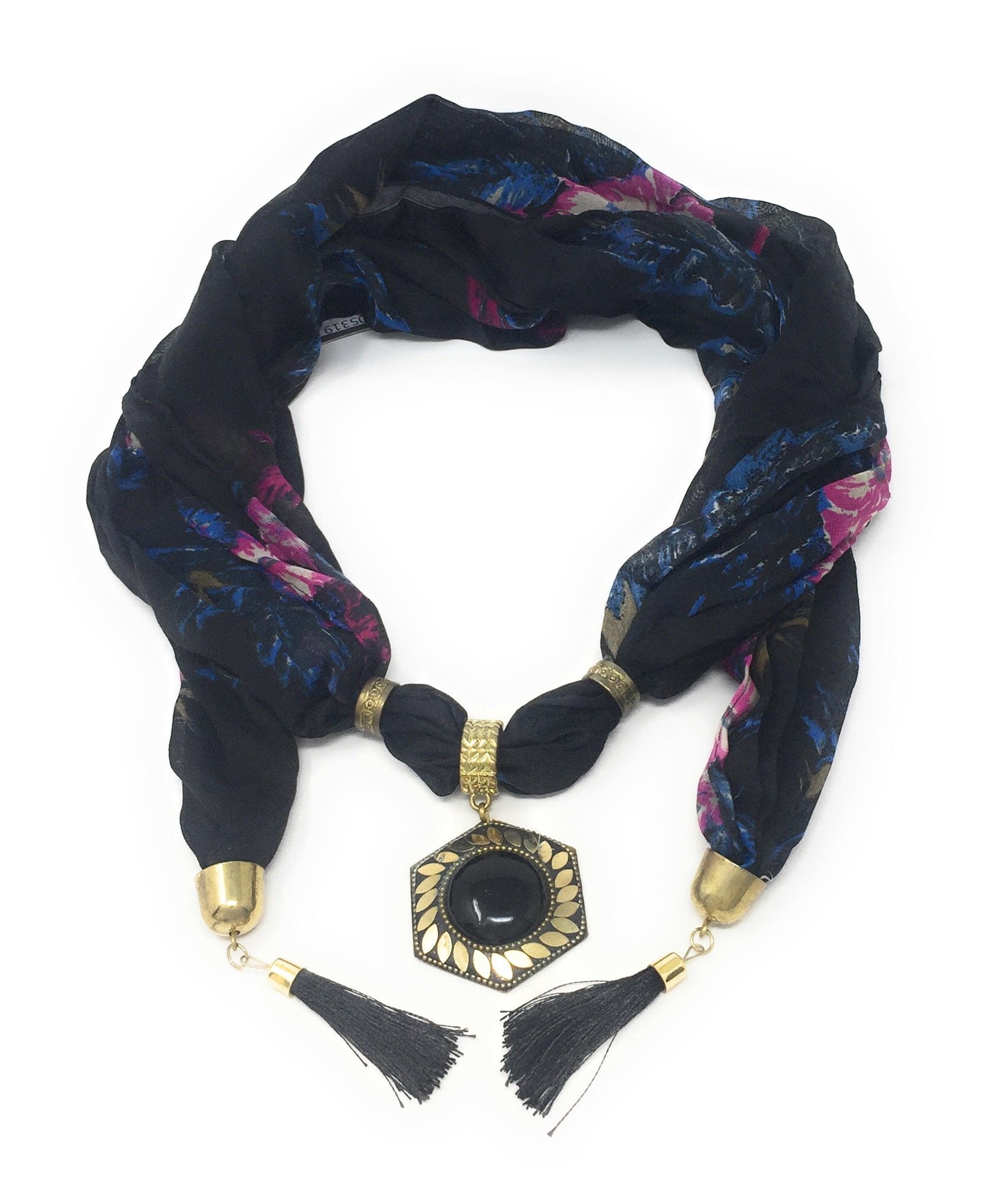 Georgette Scarf In Soft Georgette With Designer Pendant At Center