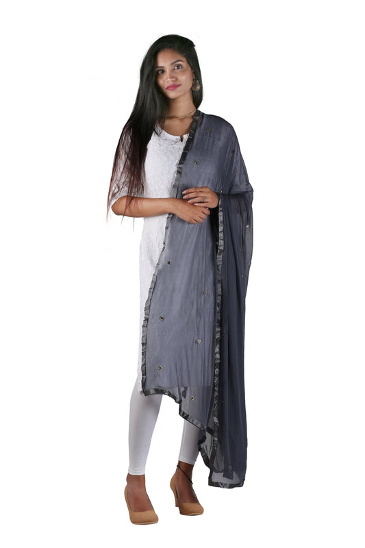 Grey Chiffon Dupatta