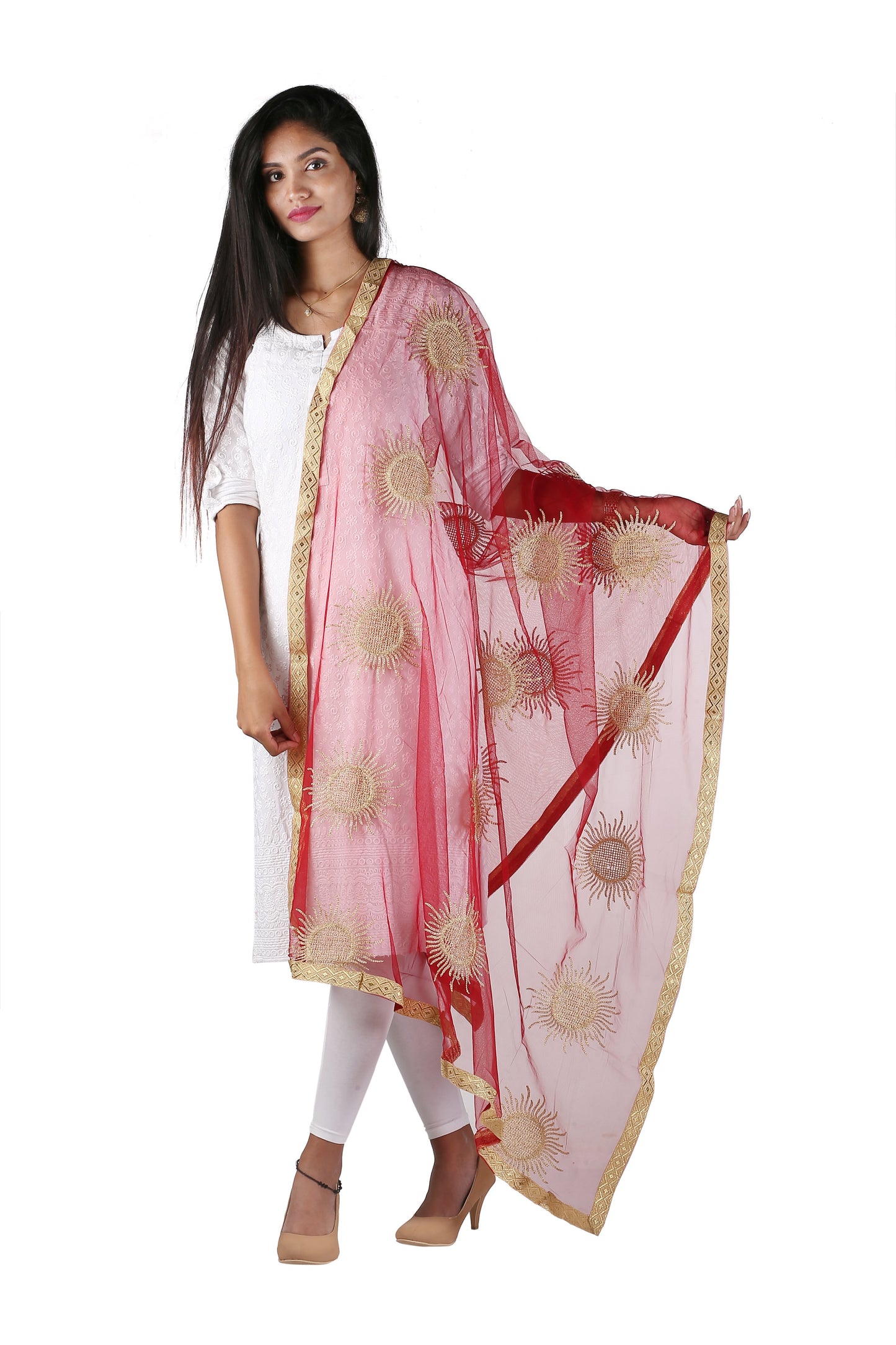 Net Red Dupatta