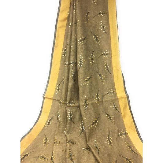 Beige Dupatta with Gold Foil Print Work - chanderi dupatta gold foil print dupatta