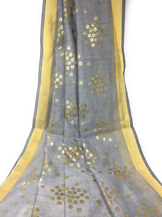 Grey Gold Dupatta Chunni