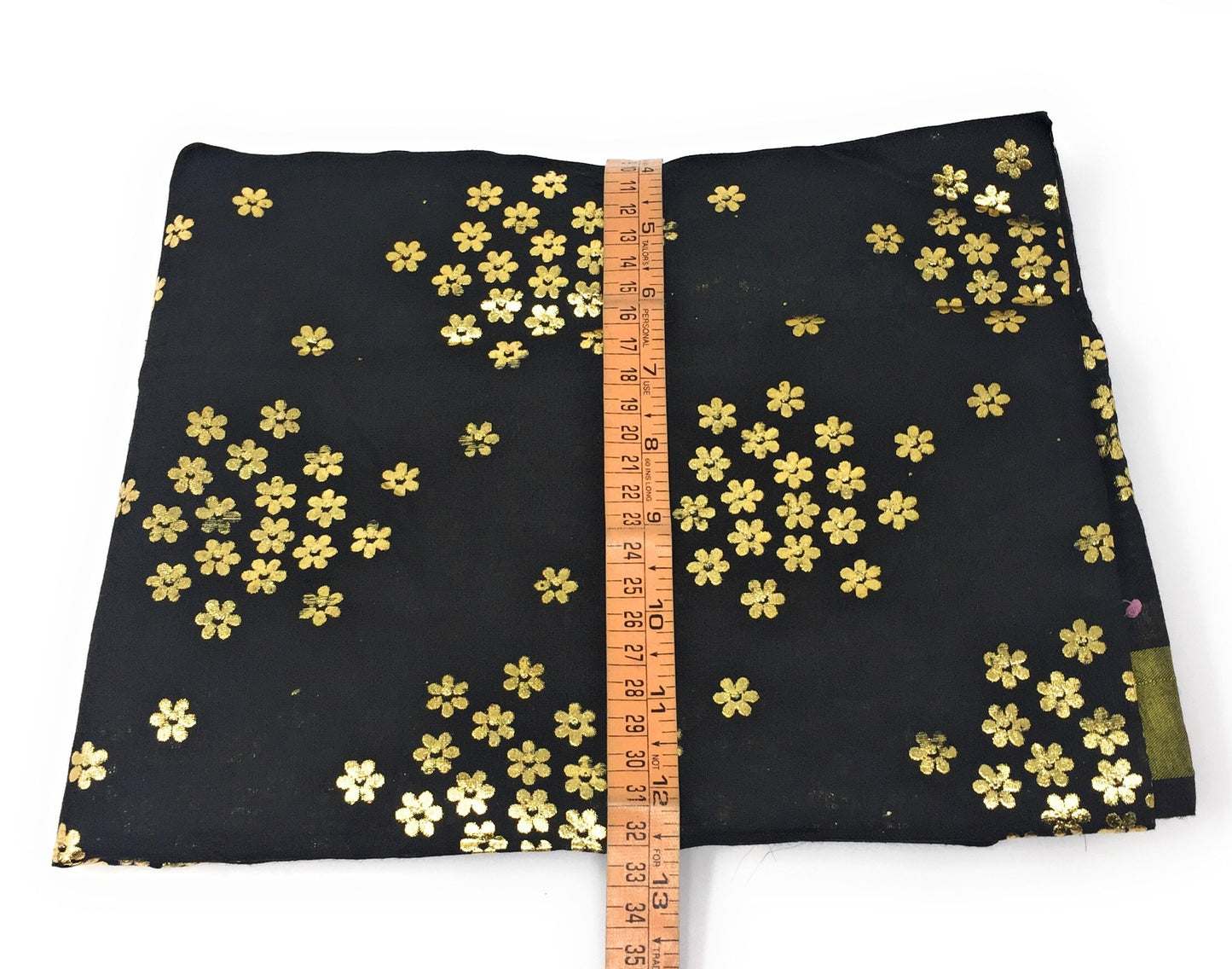Black Dupatta with Gold Foil Print Work