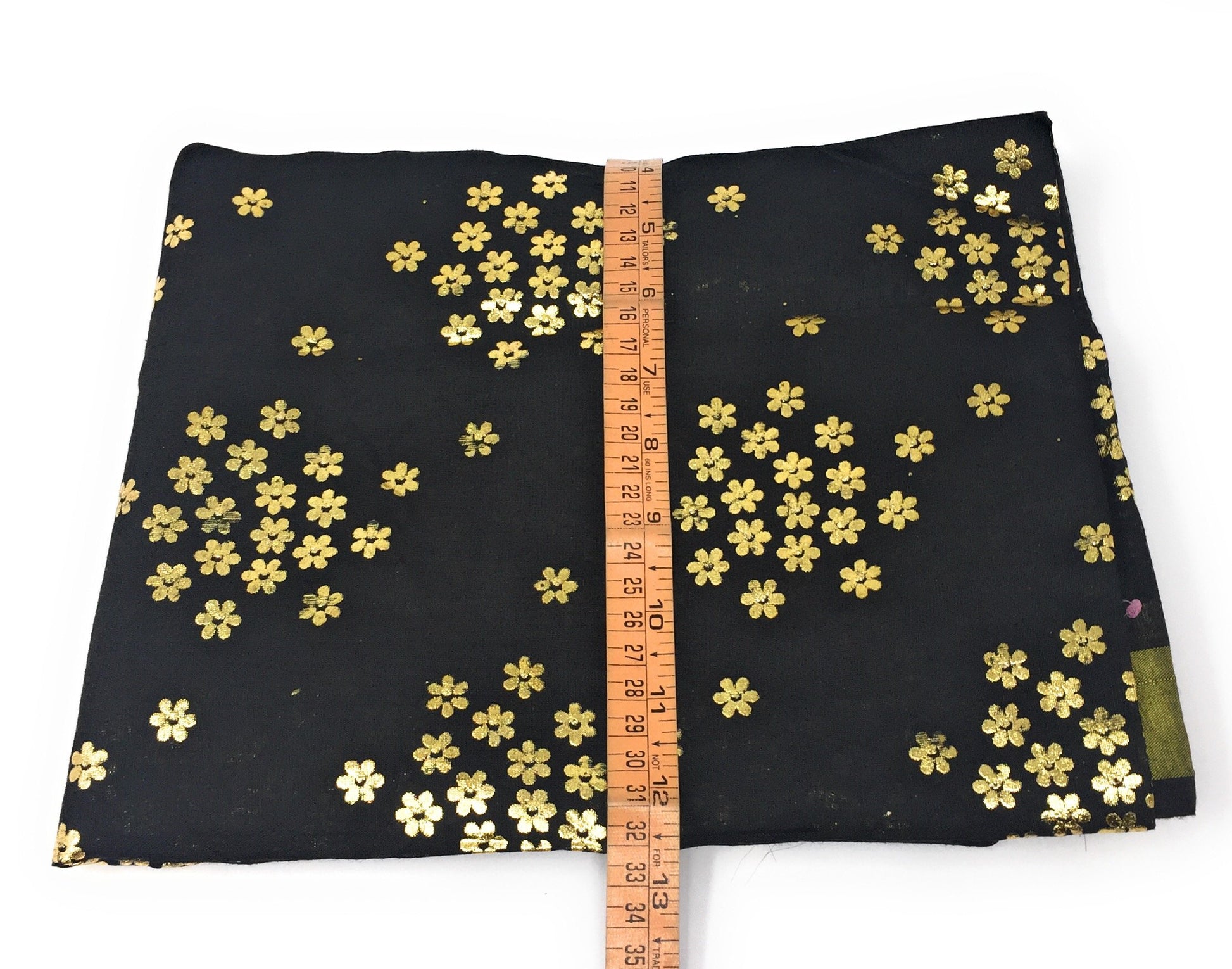 Black Dupatta with Gold Foil Print Work