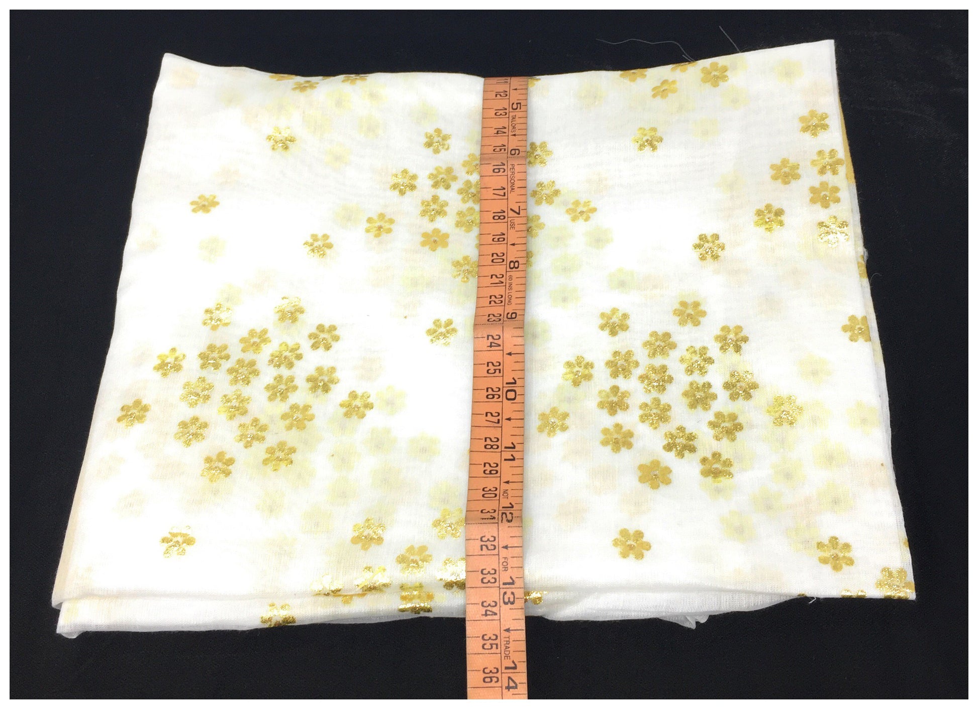 White Dupatta with Gold Foil Print Work