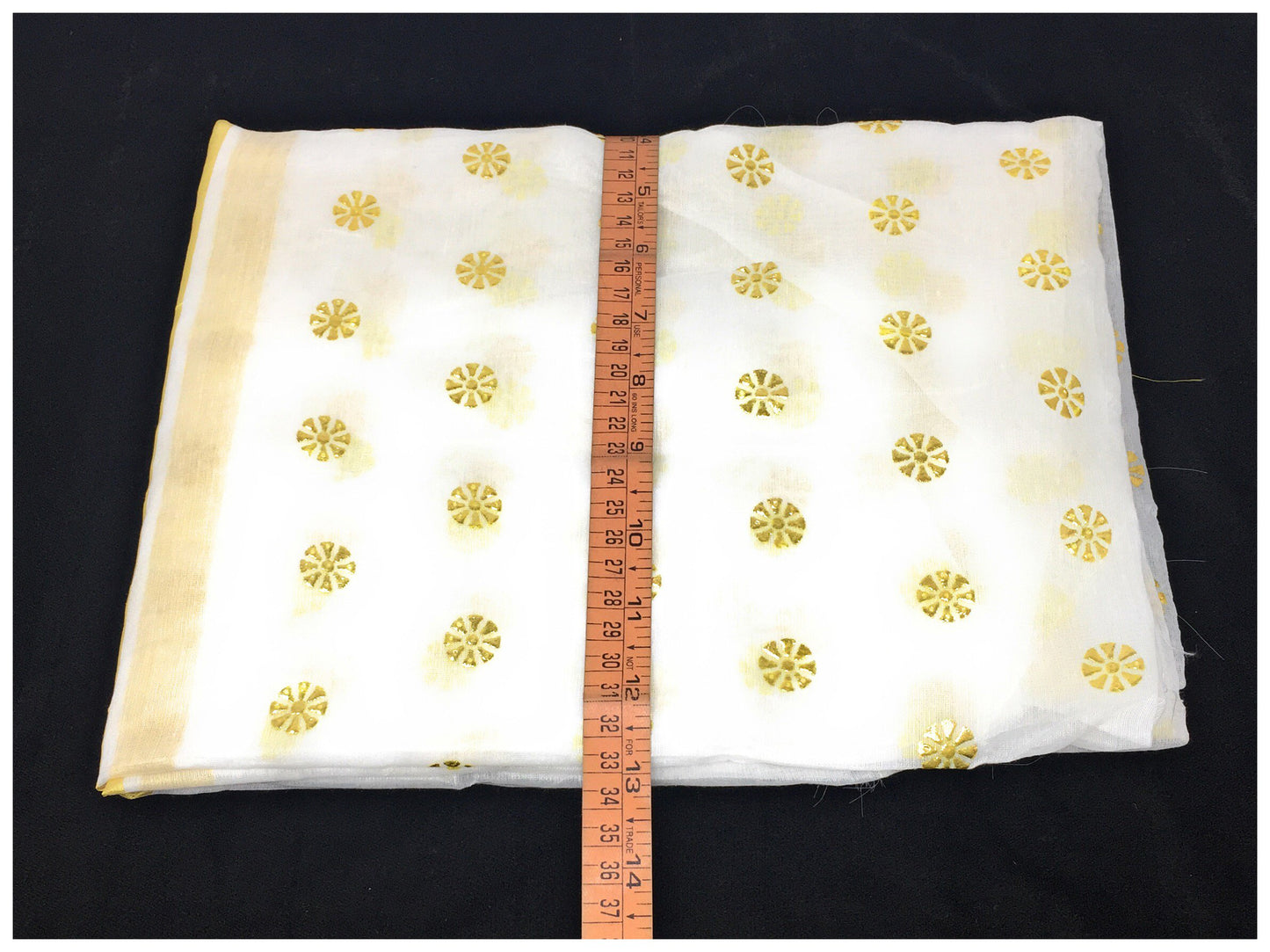 White Dupatta with Gold Foil Print Work