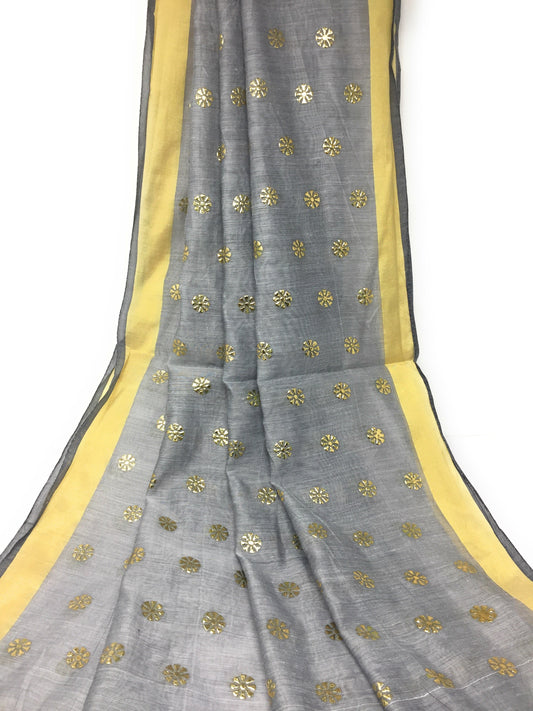 Grey Gold Dupatta Chunni