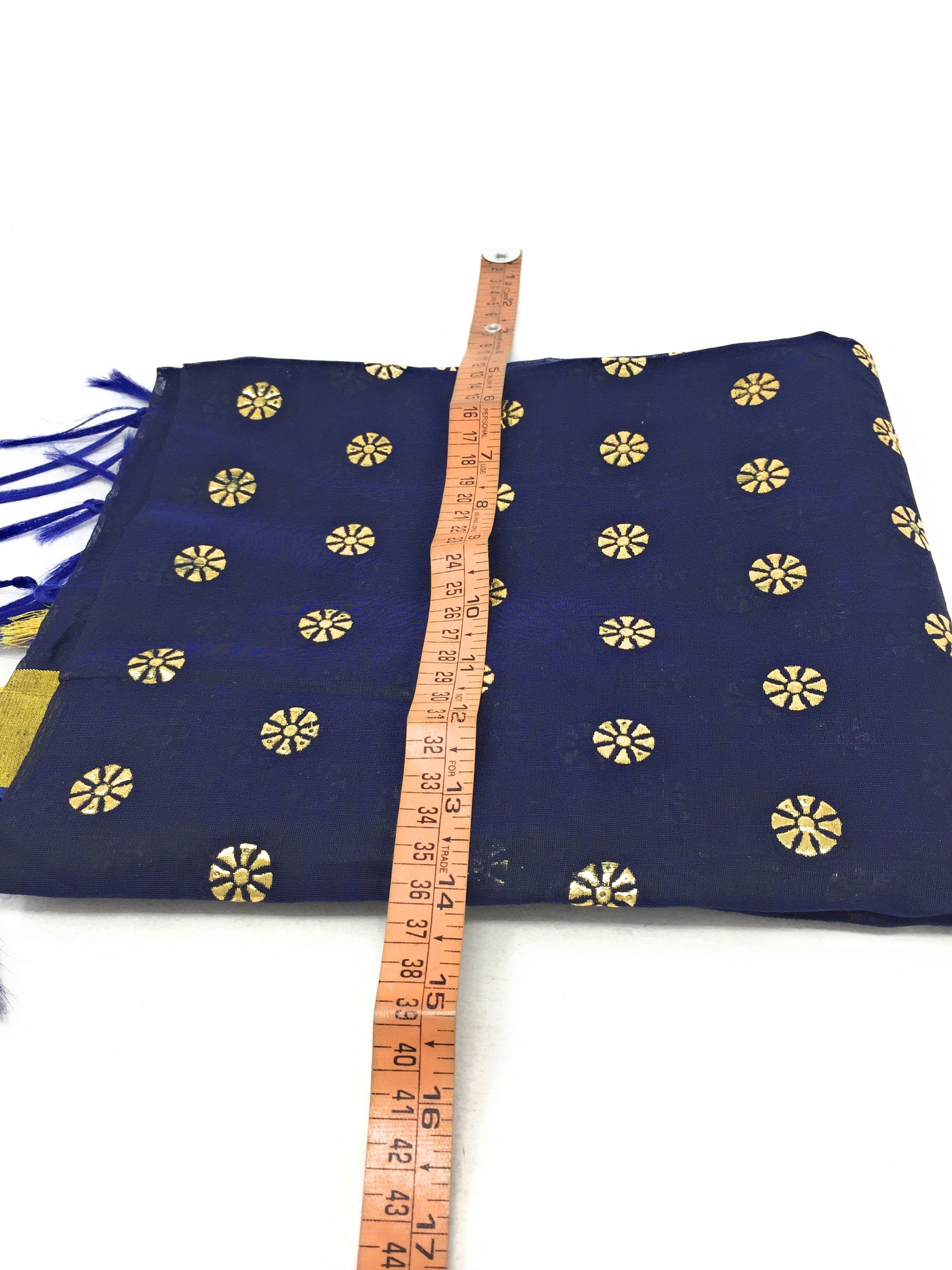 Navy Blue Dupatta with Gold Foil Print Work