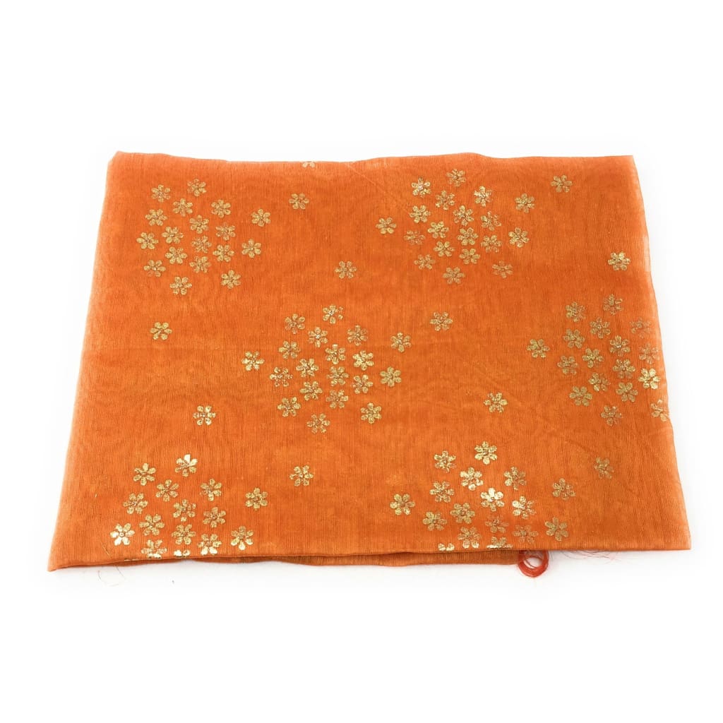 Orange Chanderi Cotton Dupatta With Gold Foil Print - chanderi dupatta gold foil print dupatta