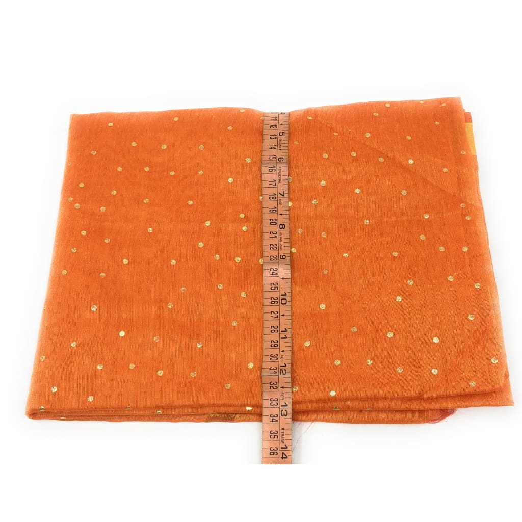 Orange Cotton Chanderi Dupatta With Gold Foil Print - chanderi dupatta gold foil print dupatta