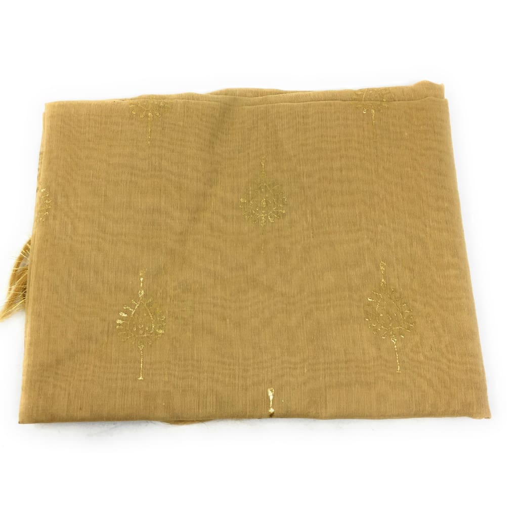 Beige Chanderi Cotton Dupatta With Gold Foil Print - chanderi dupatta gold foil print dupatta