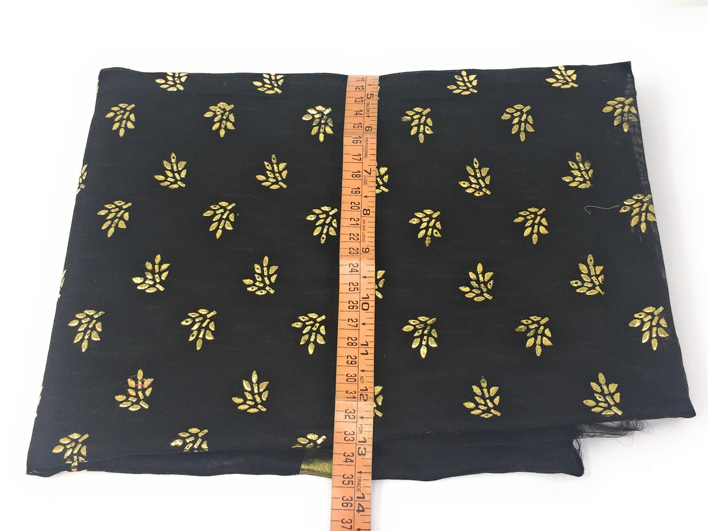 Black Dupatta with Gold Foil Print Work