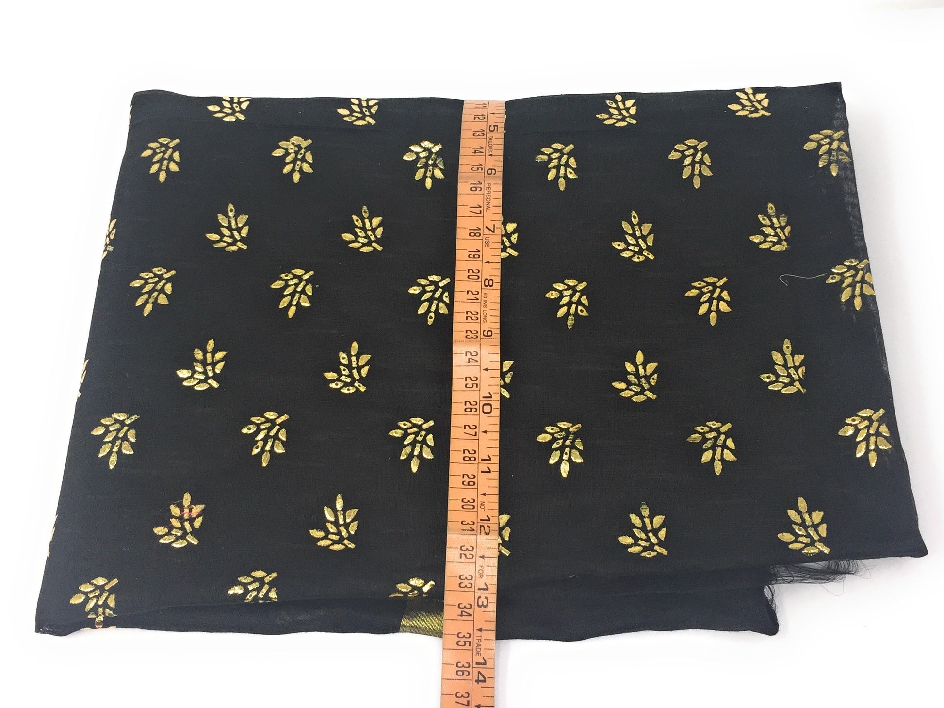 Black Dupatta with Gold Foil Print Work