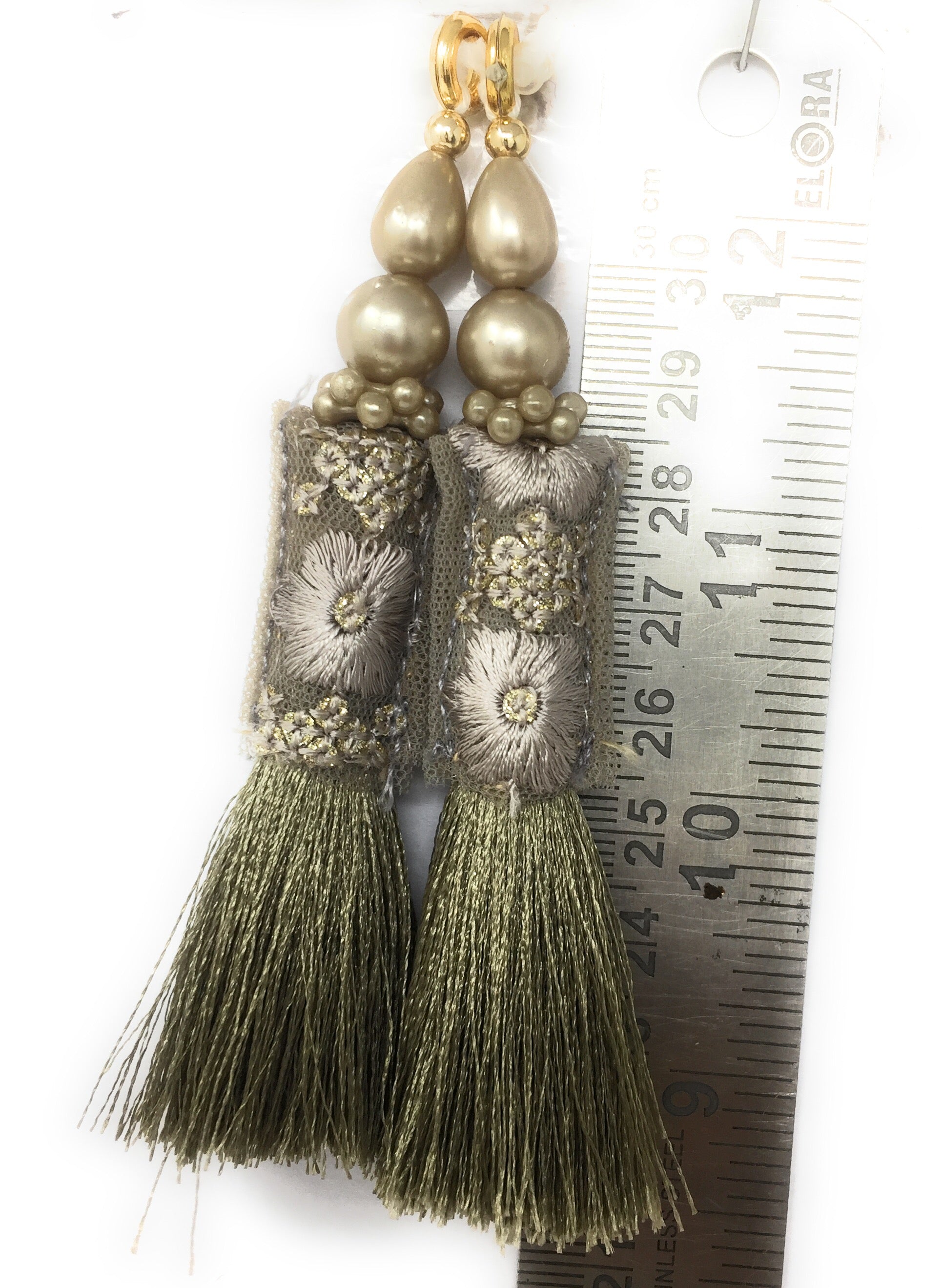 Dark Grey Green churidar latkan - Set of 2