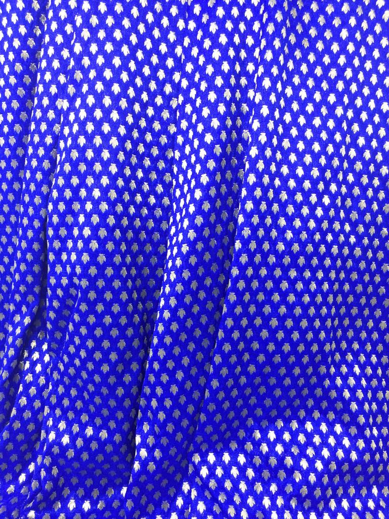 Brocade Dark blue Brocade Fabric Material - By Meter