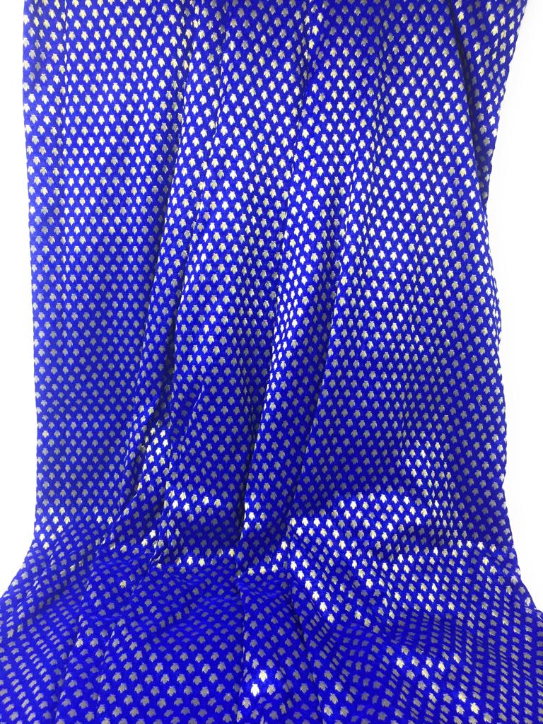 Brocade Dark blue Brocade Fabric Material - By Meter