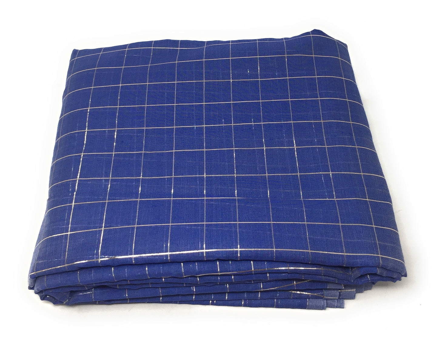 Polyester Cobalt Blue Brocade Jacquard Fabric Material - By Meter