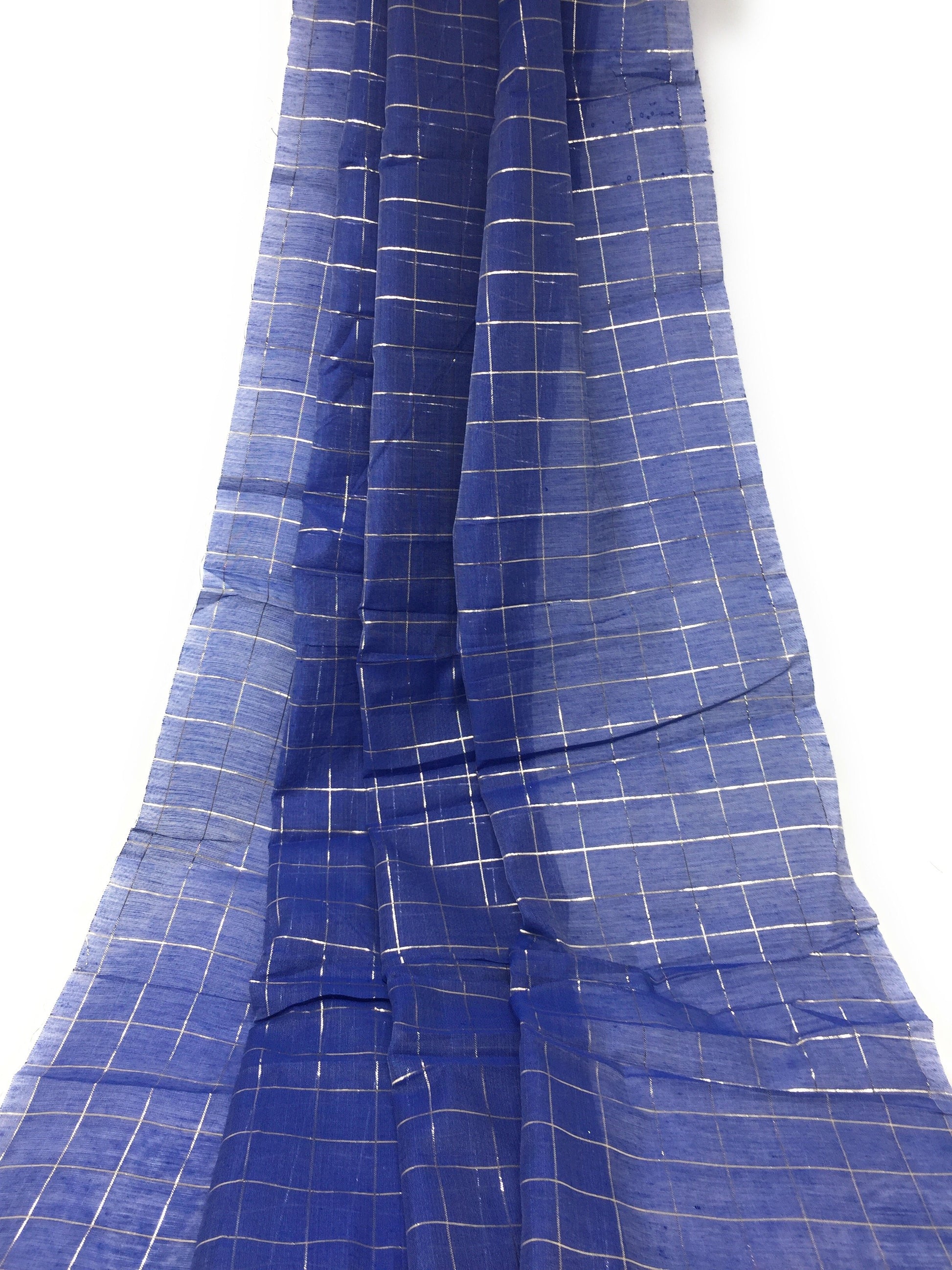 Cotton Mix Blue Brocade Jacquard  Fabric Material - By the yard