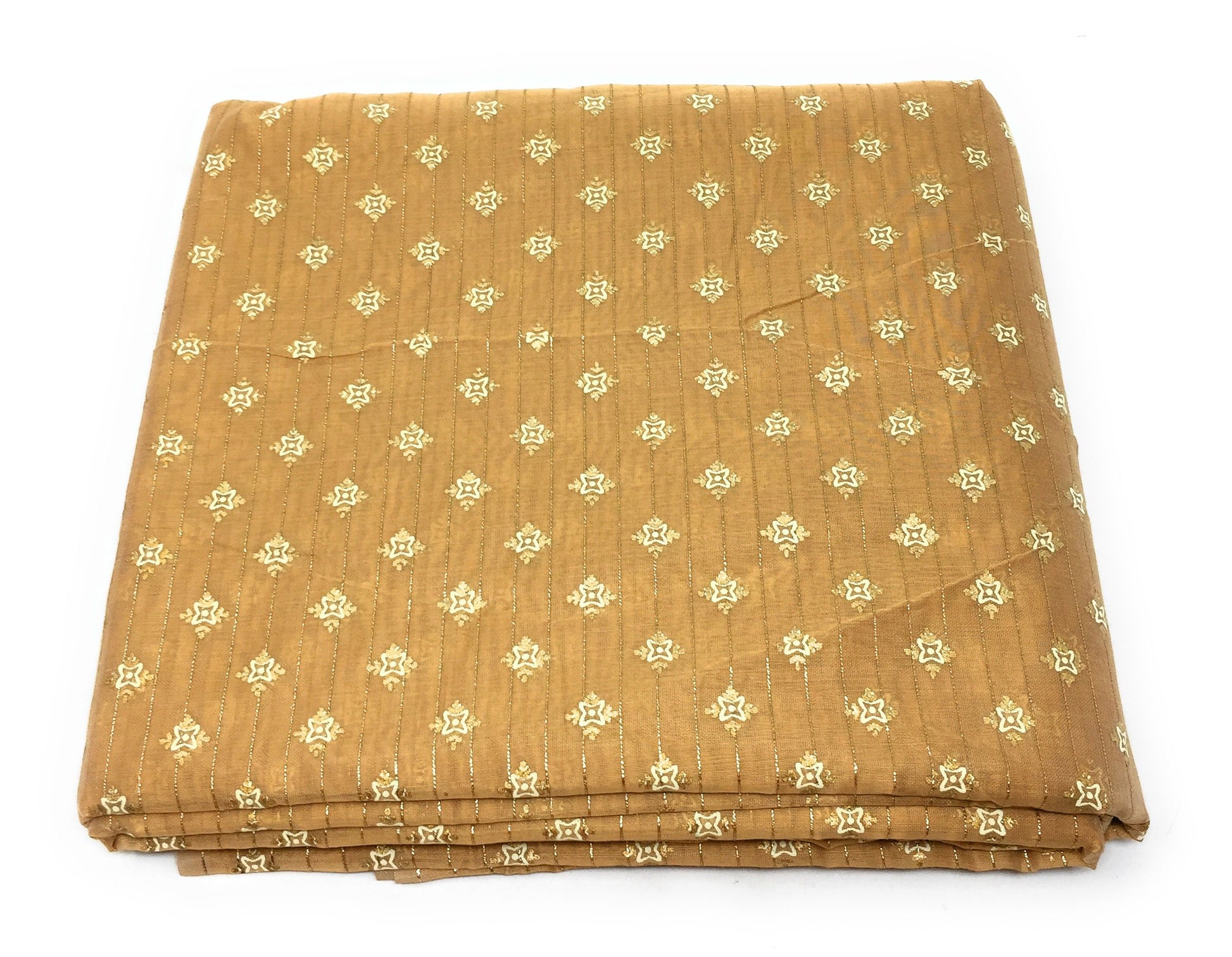 Chander Silk Beige Printed Fabric Material - By Meter
