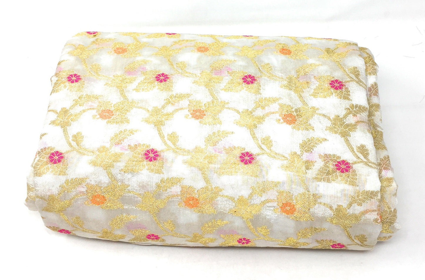 Chander Silk Pastel Slaty Grey Brocade Fabric Material - By Meter