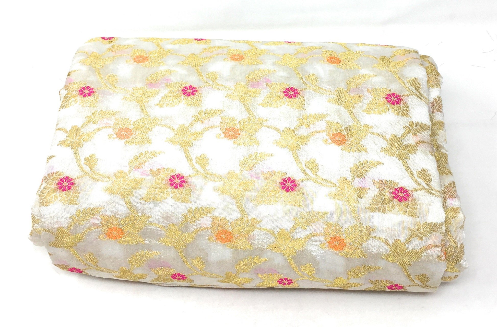 Chander Silk Pastel Slaty Grey Brocade Fabric Material - By Meter