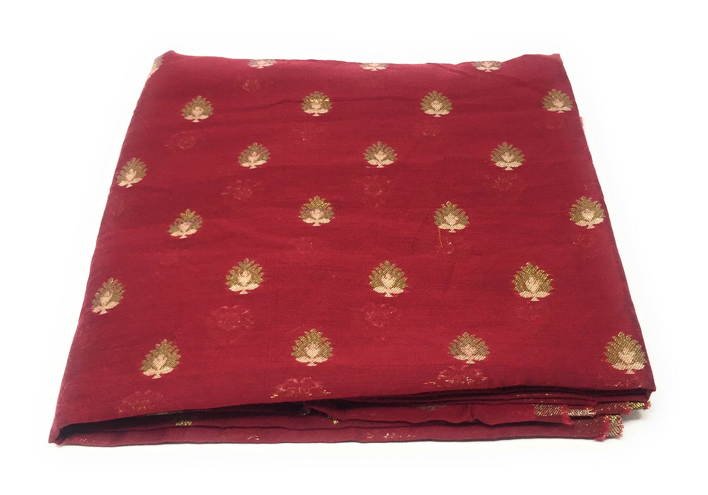 Chanderi Maroon Brocade Fabric Material - By Meter