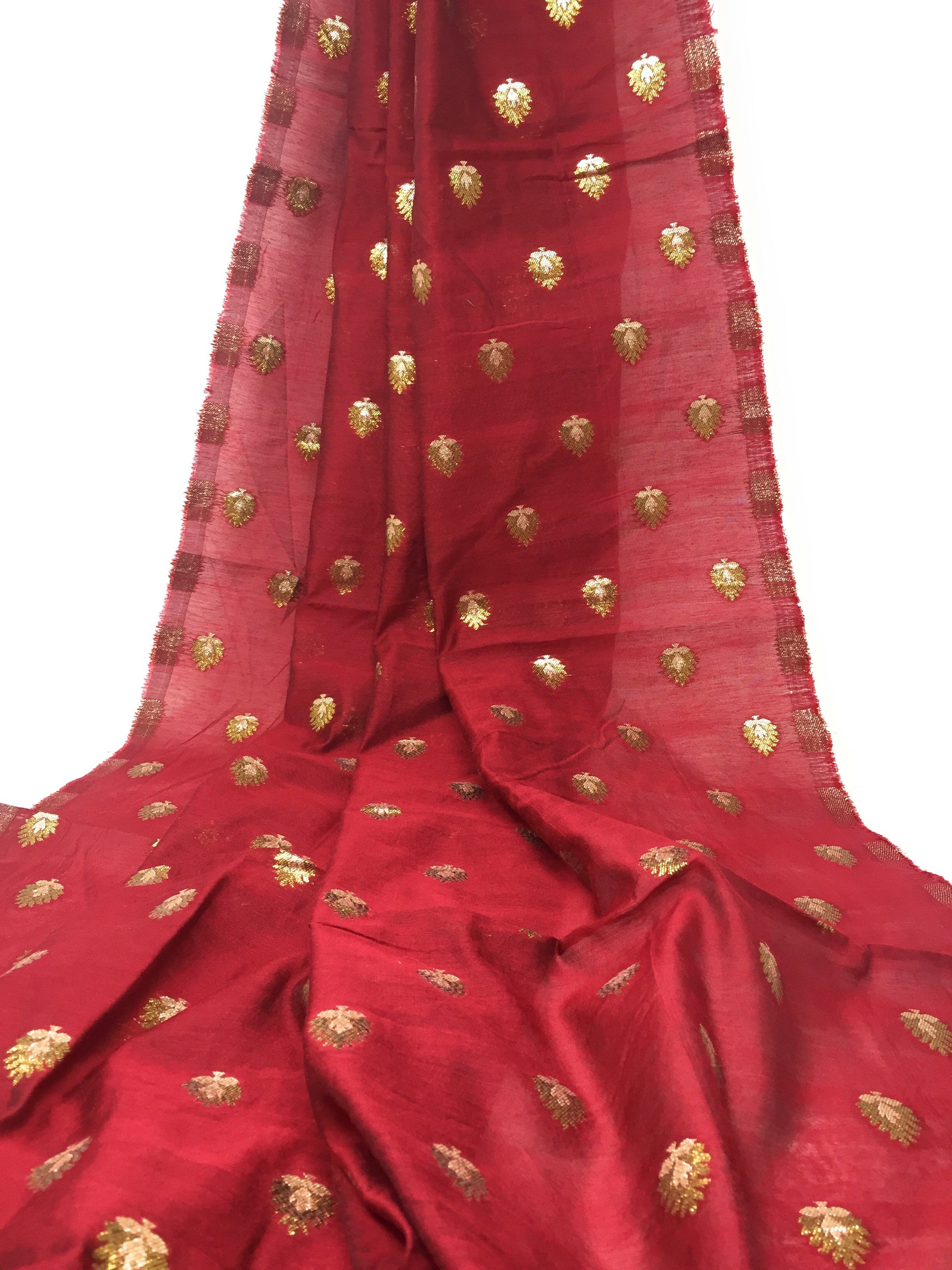 Cotton Mix Maroon Brocade  Fabric Material - By the yard