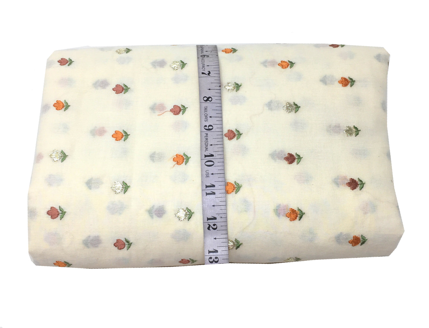 Off White Mirror Work Cotton Fabric (Silver Foil Mirror)