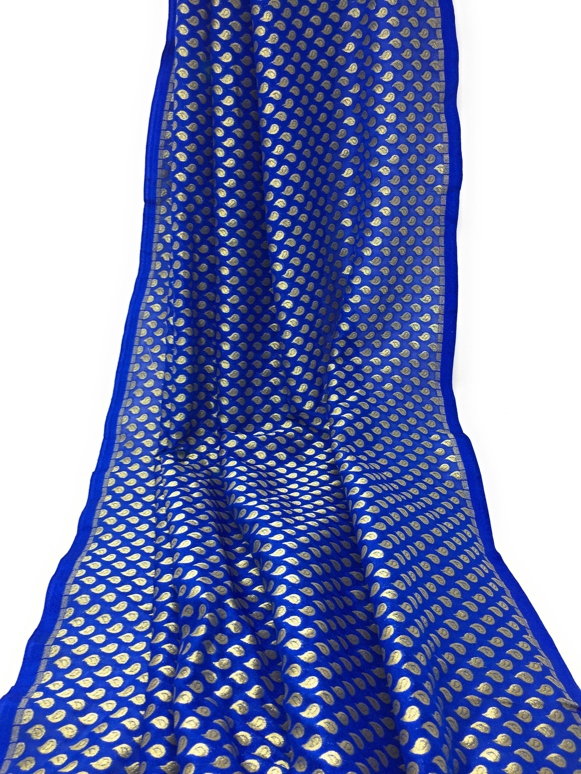 Brocade Blue Brocade  Fabric Material - By the yard