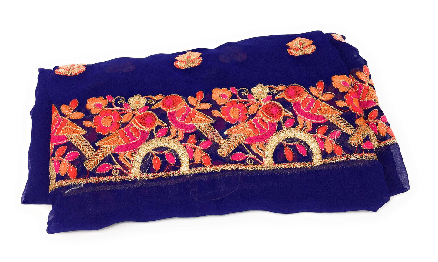 embroidery dress material embroidery fabric Dark Blue, Pink, Red, Gold Georgette More than 60 inch wide wide 1627