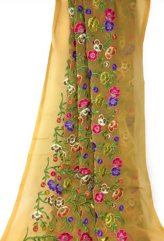 buy dress fabric online india indian embroidered fabric Georgette Beige, Pink, Blue, Green, Yellow 42 inches Wide 1644
