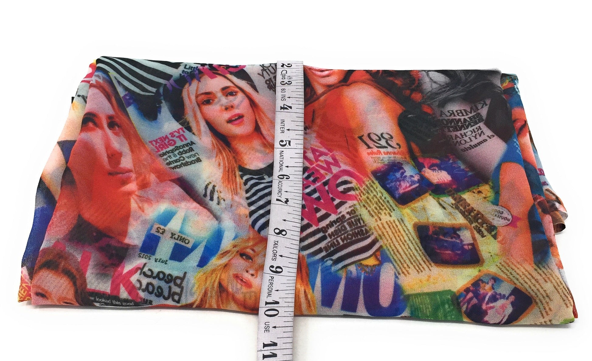 Multicolour Magazine Cover Print Georgette Fabric