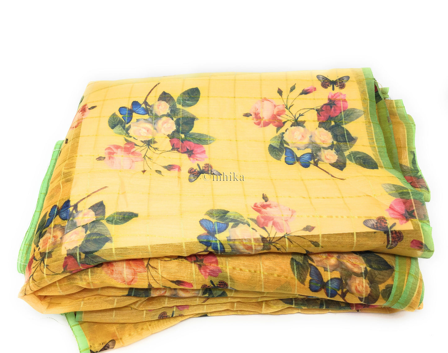 Check Print Fabric in Chanderi Material