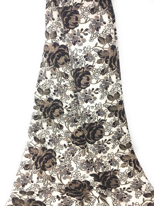Brocade Dark Grey Brocade Fabric Material - By Meter