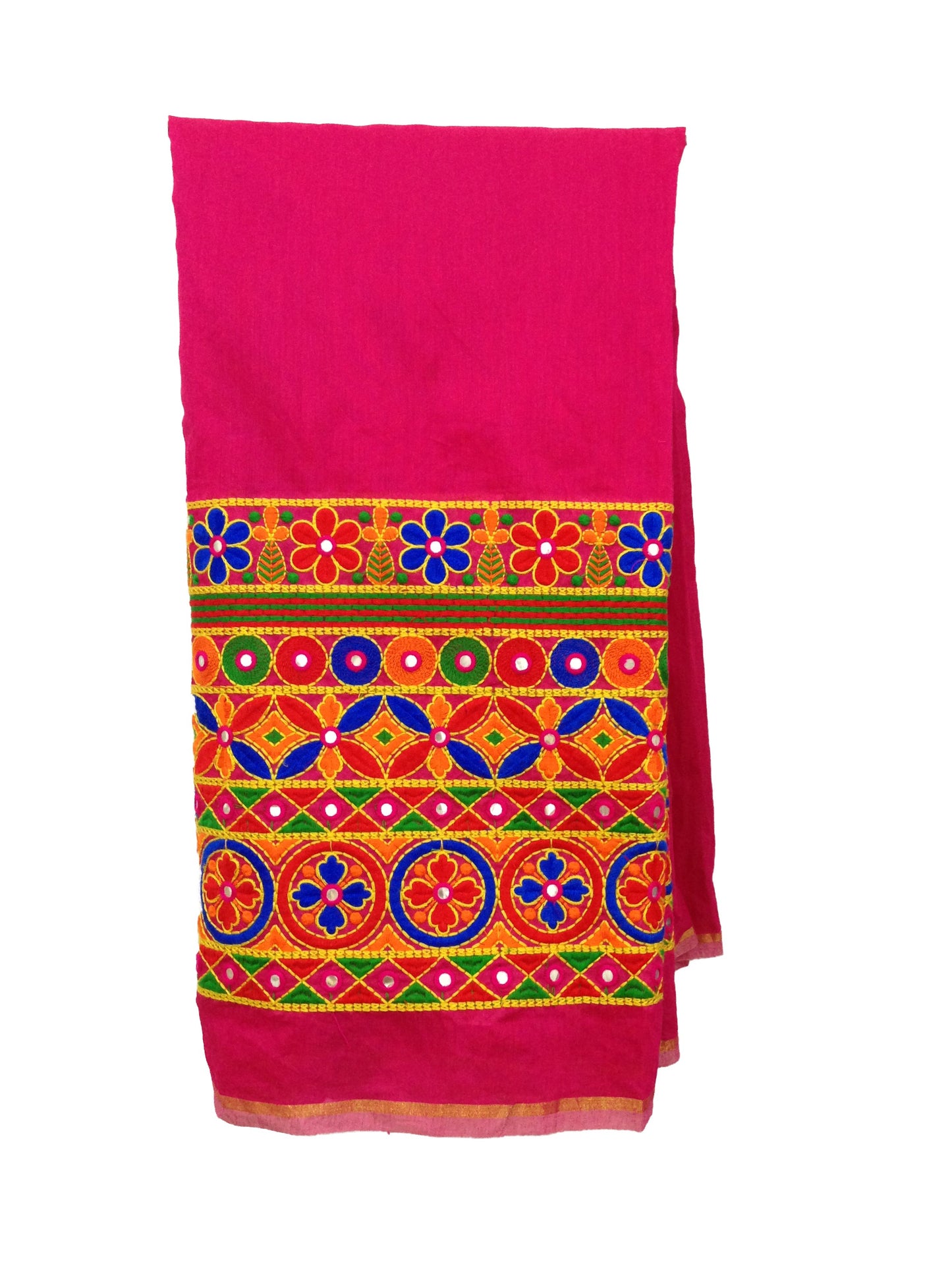 Chanderi Rani Pink Embroidered Fabric Material by the yard