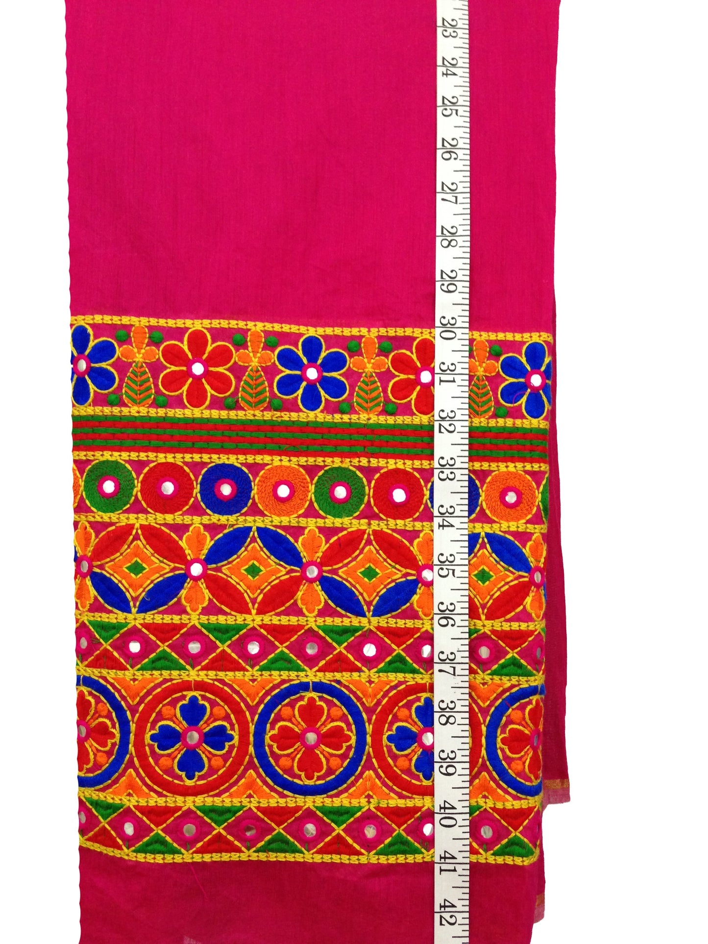 Chanderi Rani Pink bottom Embroidered Fabric Material by the yard