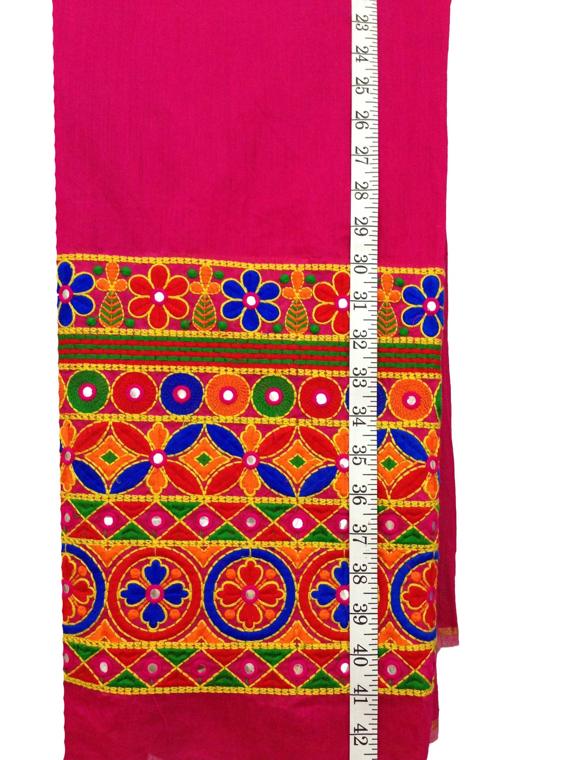 Chanderi Rani Pink bottom Embroidered Fabric Material by the yard