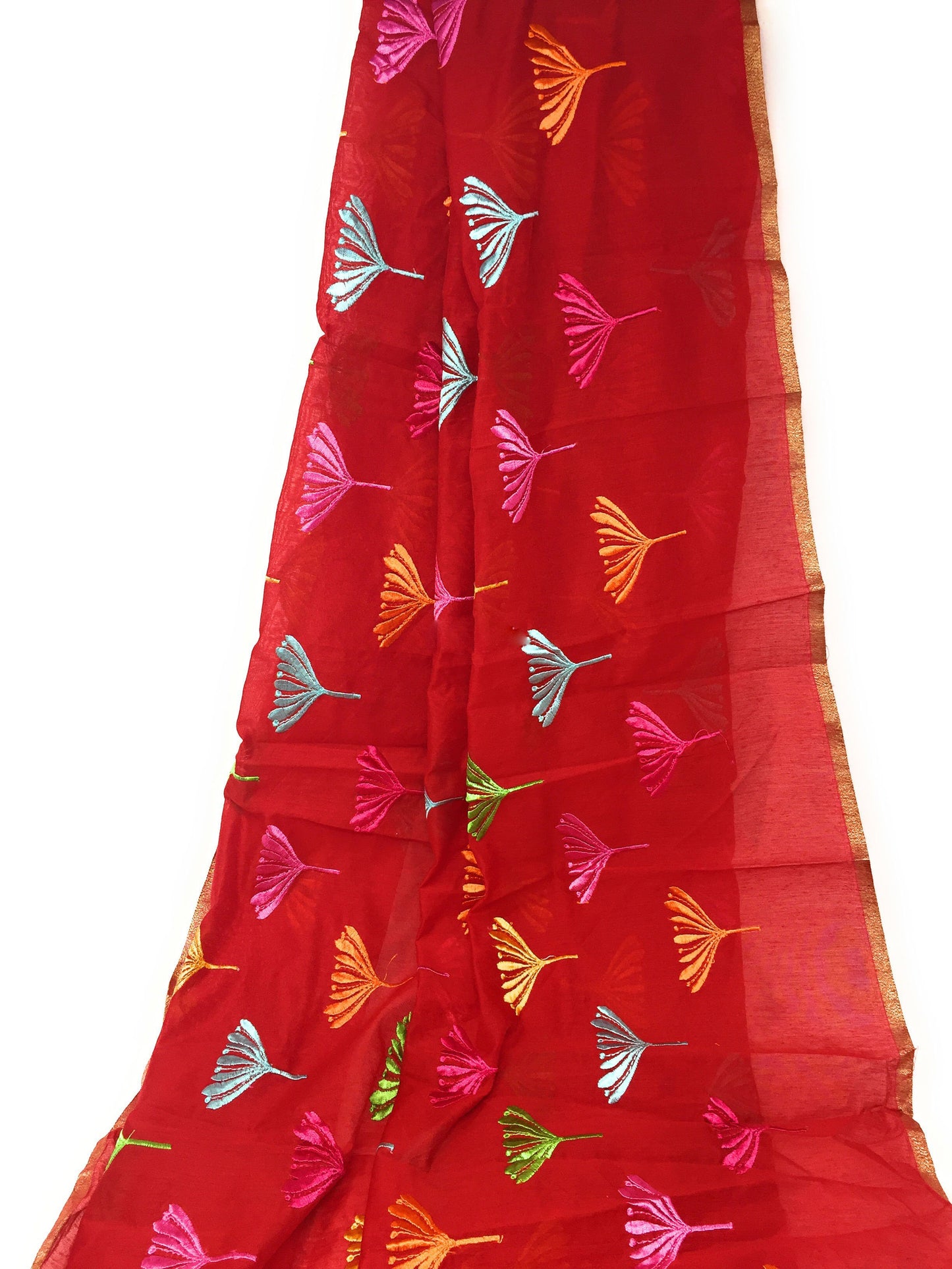 Cotton Mix Chanderi Embroidery Cloth Material