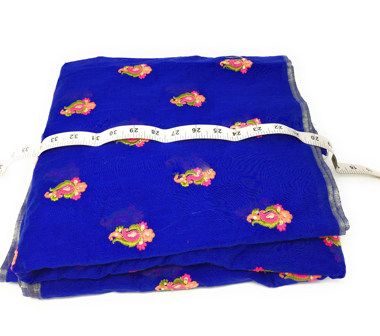 Wholesale Blue Chanderi Cotton Fabric Embroidered Dress Material, Min Order 50 mtr, Price per mtr, Bulk Order only