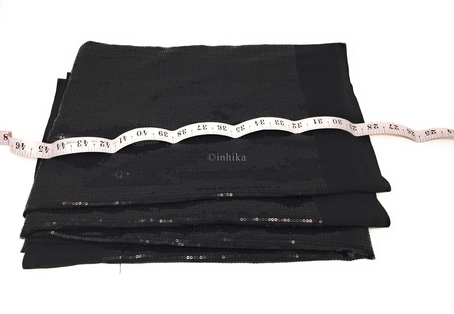 Kurti Material Blouse Fabric by meter Black Embroidery Sequins Black Georgette