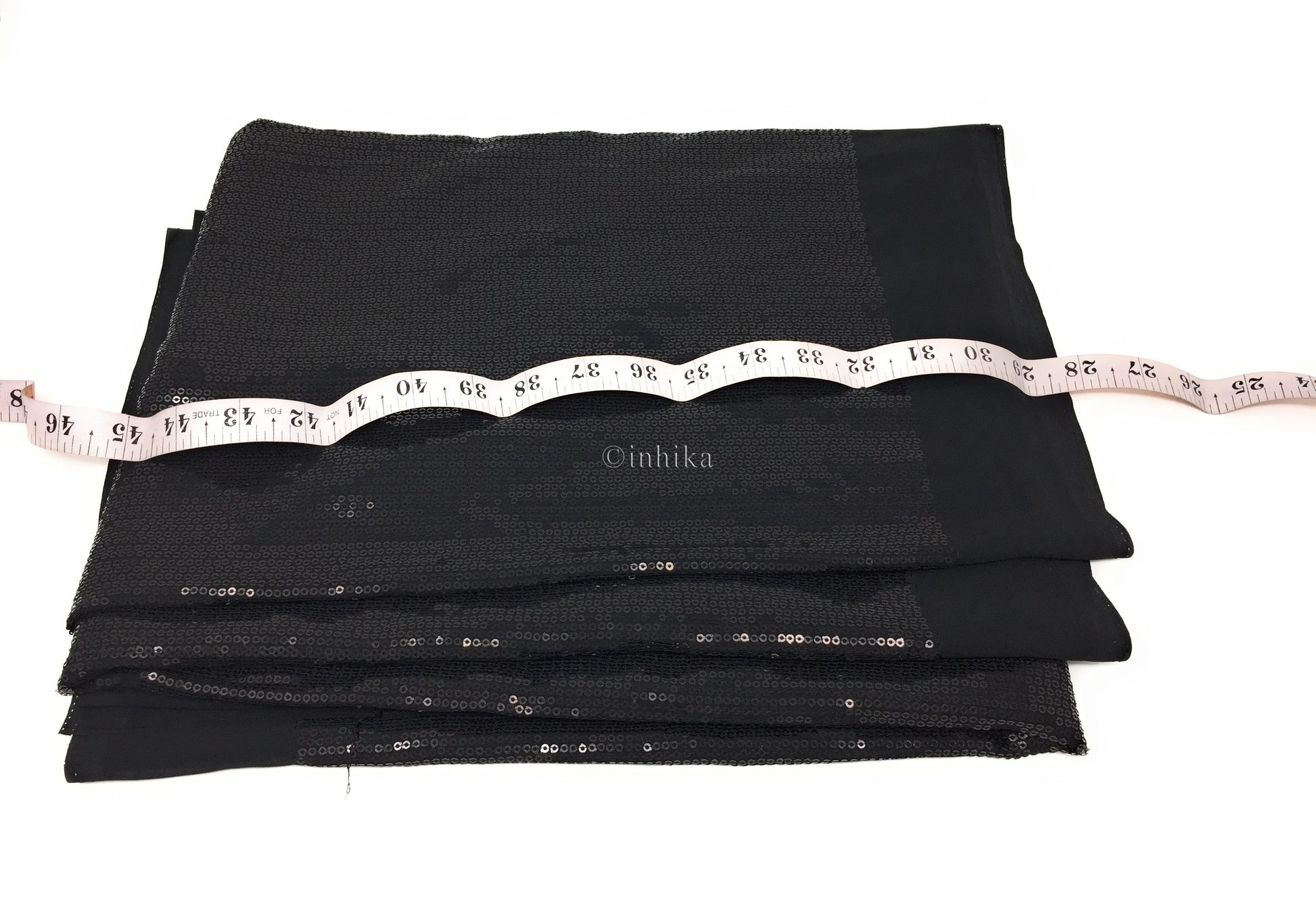 Kurti Material Blouse Fabric by meter Black Embroidery Sequins Black Georgette