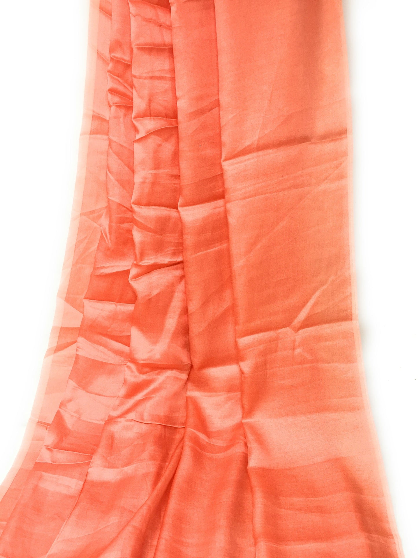 Pure Orange Silk Material - Solid Colour  