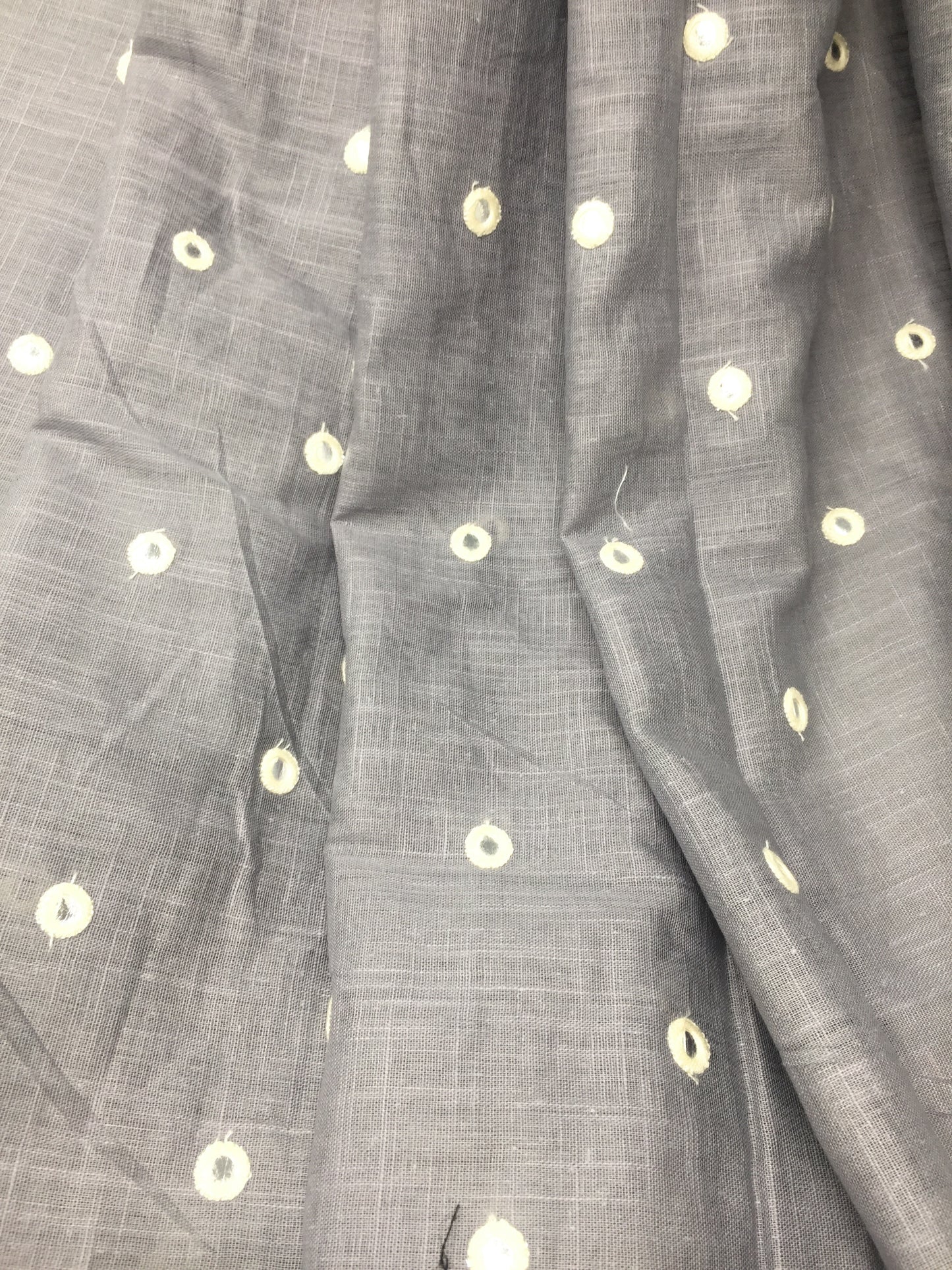 Mirror Work Cloth In Pure Cotton In Grey (Silver Foil Mirror)