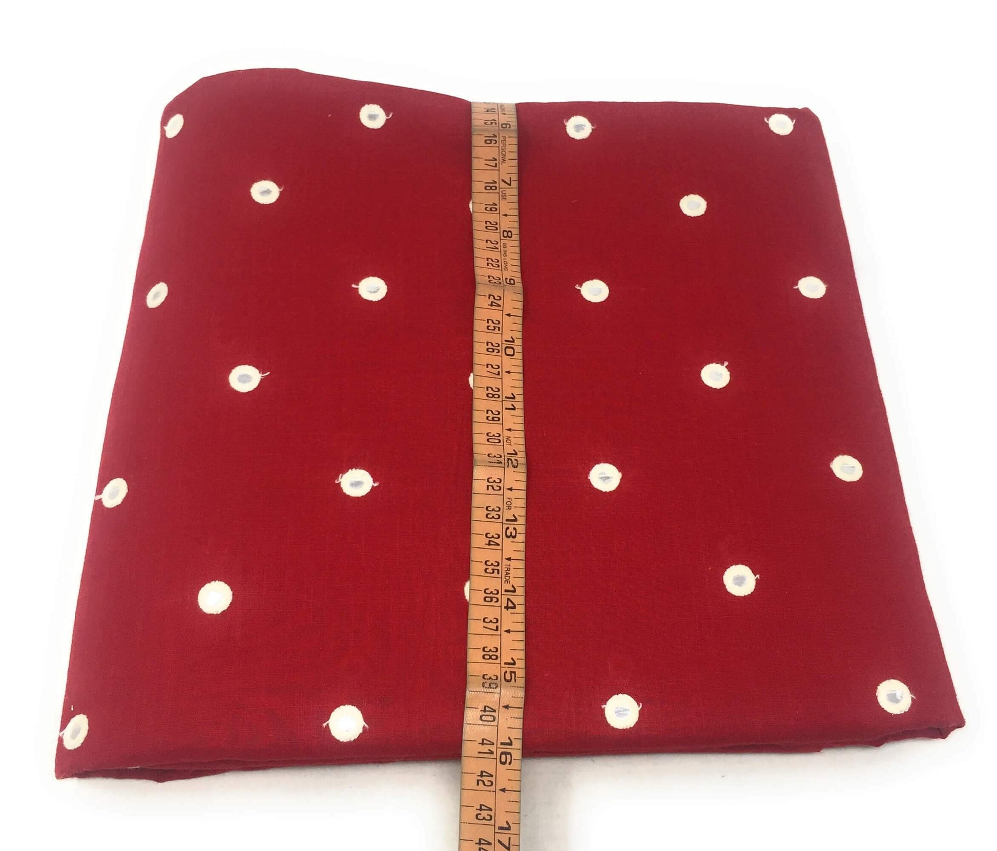 Mirror Work Cotton Dress Material In Maroon Indian Fabric Online