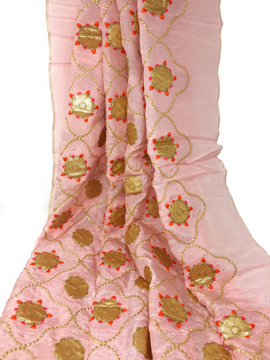 Light Pink Fabric With Gota Patti Embroidery