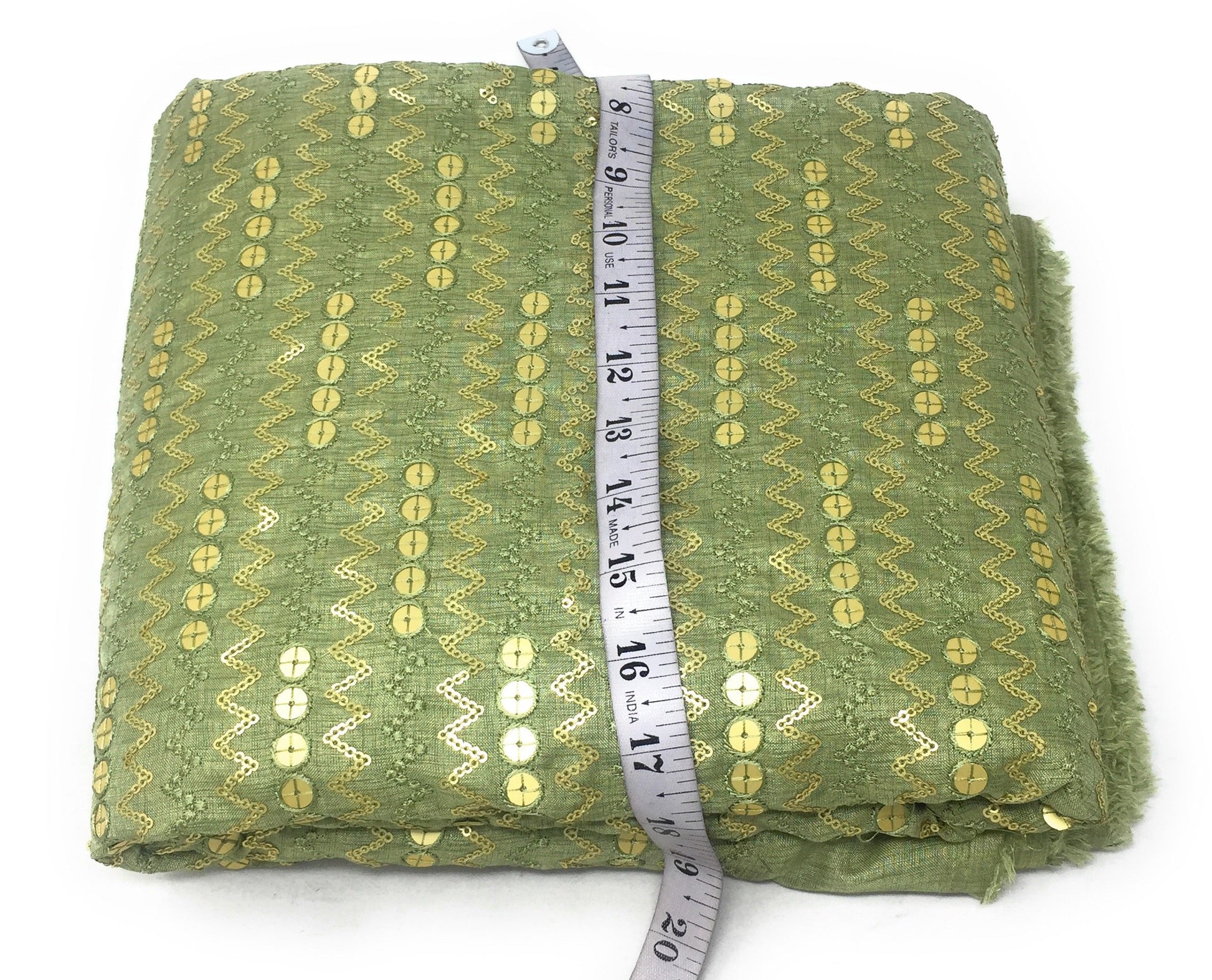 Green Gold Sequin Embroidery Fabric By The Meter - 1.5 Meter