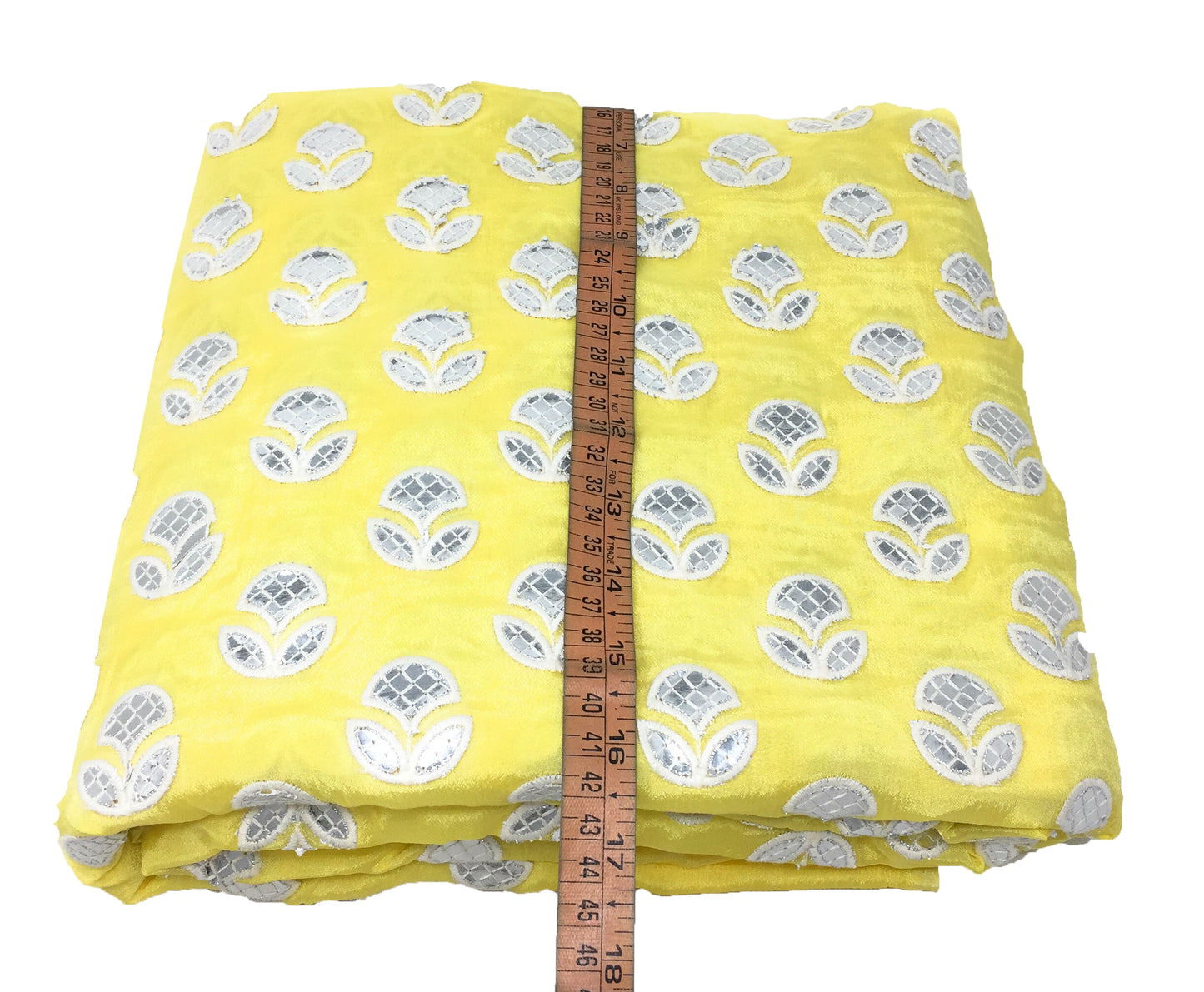 Yellow Chiffon Cloth with Gota work embroidery