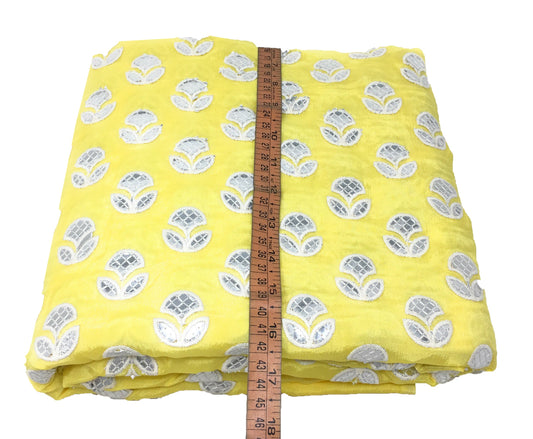 Yellow Chiffon Cloth with Gota work embroidery