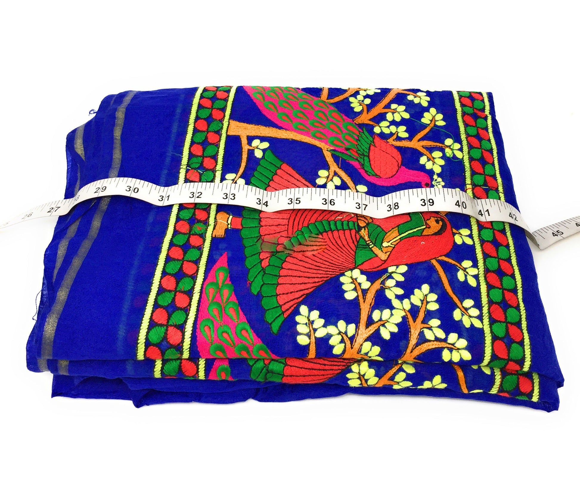 Chanderi Royal Blue bottom Embroidered Fabric Material